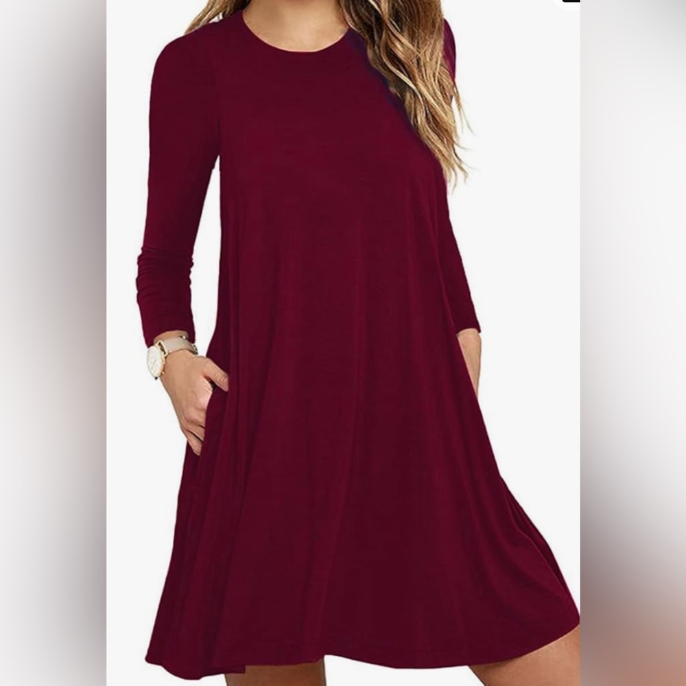 Bellamie Swing Pocket Dress Sz XL Burgundy